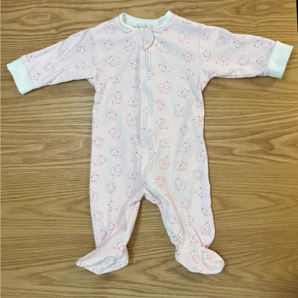 Kissy Kissy Girl's Fleecy Sheep Full-Zip Footie 3-6M Light Pink Pima Cotton - Picture 3 of 7